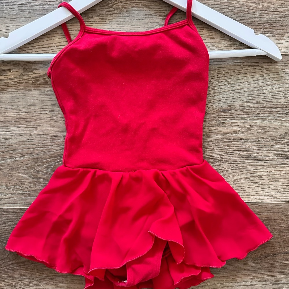 Mirella Bright Red Girls' Dance Leotard with Skirt